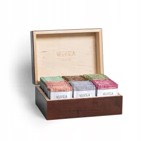    VEERTEA PREMIUM Servizio da tè - scatola chiusa in legno marrone con 96 buste