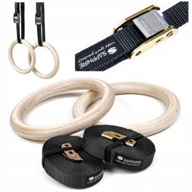    ANELLI PER LA GINNASTICA Cerchi da allenamento in LEGNO anelli per esercizi + cinghie