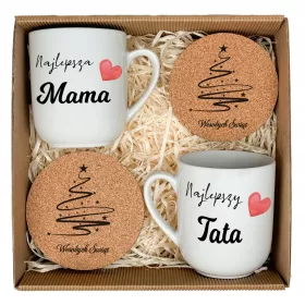    CESTINO REGALO Regalo di Natale per genitori, mamma, papà, SET di tazze