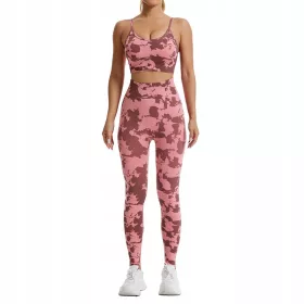    Intimo sportivo da donna per yoga, fitness, due pezzi, rosa e viola rL