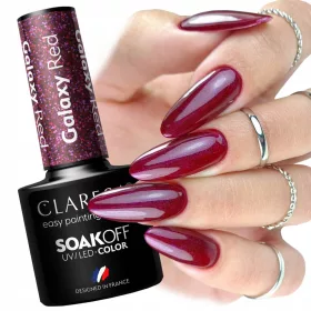    CLARESA GALAXY RED SMALTO IBRIDO ROSSO CON PARTICELLE GLITTER 5 ml