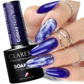    CLARESA GALAXY BLU MARINO SMALTO IBRIDO BLU CON PARTICELLE GLITTER 5ml