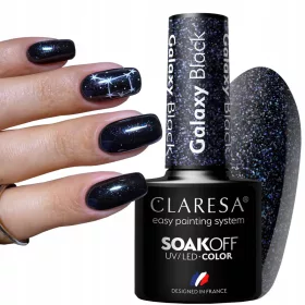   CLARESA GALAXY BLACK SMALTO IBRIDO NERO CON PARTICELLE GLITTER 5 ml