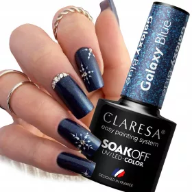    CLARESA GALAXY BLUE SMALTO IBRIDO BLU CON PARTICELLE GLITTER 5 ml