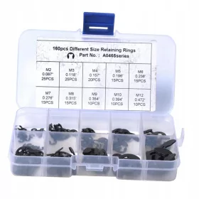    Facilità di montaggio, 160 pz, anello di bloccaggio E Clip, assortimento di anelli elastici