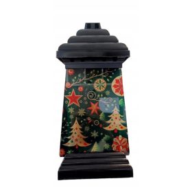 Znicz Szklany Luksusowy z Podstawą Lustrzaną i Witrażem