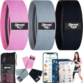   SET DI 3 FASCE GUM HIP per esercizi di stretching, fasce di resistenza 36 cm