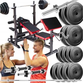    SET BODYBUILDING 95KG FORTE SUPPORTO DA PANCA BILANCIERE MANUBRI PESI