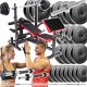  SET BODYBUILDING 120KG PESI MANUBRI DA PANCA CON SUPPORTO A BARRE FORTE