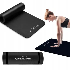   TAPPETO ESERCIZIO NERO 180x60 cm NBR 1,5 cm PER YOGA FITNESS GINNASTICA