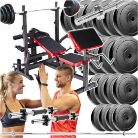    SET BODYBUILDING 135KG PESI MANUBRI CON BILANCIERE DA PANCA FORTE