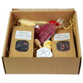    CESTINO REGALO tè sciroppo marmellata cioccolato SET REGALO