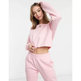 FELPA CORTA IN COTONE DA DONNA, ROSA, 36 AAF
