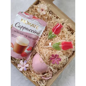    BOX set regalo Tazza rosa con cappuccino e dolcetti per mamma e nonna