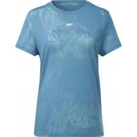    T-shirt sportiva da donna blu a maniche corte Reebok Burnout rM