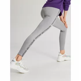    Leggings cropp, leggings sportivi grigi, stampa scritte, melange chiaro