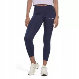  REEBOK RS LEGGINGS DONNA, BLU MARINO 7/8 LAMPAS