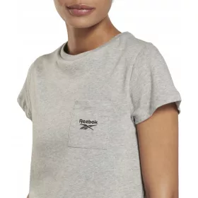   T-shirt sportiva Reebok da donna, manica corta, taschino, grigia rS