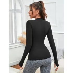  T-SHIRT SPORTIVA CON SCOLLATURA NERA CASUAL SHEIN M 38