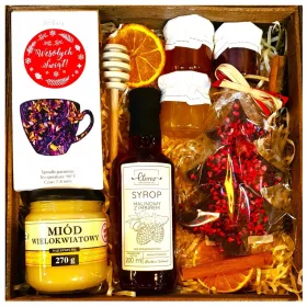    CESTINO REGALO PER NATALE REGALO SCIROPPO DI MIELE REGALO ALBERO DI NATALE