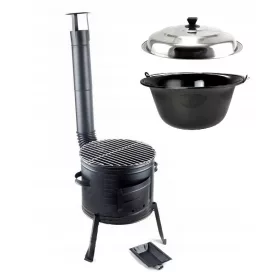    CUCINA DA CAMPO fi 36 + BOLLITORE nero 14 L + coperchio + griglia