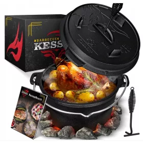  PENTOLA IN GHISA GRIGLIA CON COPERCHIO KESSER 7,3L