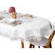 Obrus Owalny Biały z Elegancką Koronką Gipiurą 140x240 cm
