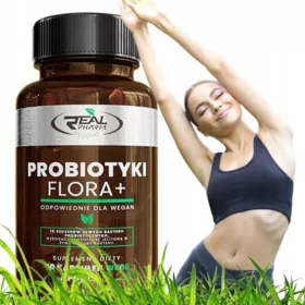   Probiotici Flora+ Real Pharm, Supporto a Digeribilità e Immunità, 60 Capsule Vegane