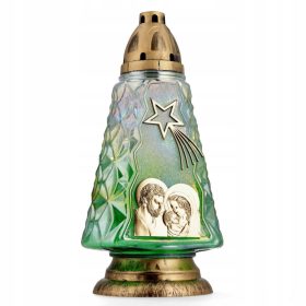   Znicz Szklany z Motywem Świętej Rodziny - Eleganckie Dekoracje na Boże Narodzenie