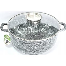   Pentola in marmo ceramico da 28cm e 6.3L con coperchio in vetro per tutti i tipi di fornelli