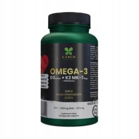   LANCO NUTRITIONS Omega 3 D3 + K2 MK-7 con Vitamina E - Supporto Cardiovascolare e Ossatura Sana