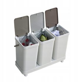   Set di 3 Bidoni per la Raccolta Differenziata da 20L ciascuno - 60L Totale, Colore Grigio con Accessori