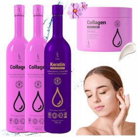   Kit DuoLife: 2x Collagene Liquido, 1x Cheratina per Capelli e Burro per il Corpo - Cura Completa Interna ed Esterna