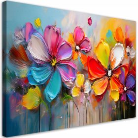   Quadro su Tela Canvas "Pastel Flowers Abstract" 120x80 - Pronto per l'arredamento
