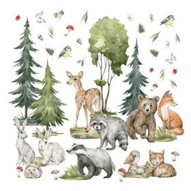 Adesivi Murali Forestali con Animali per Camera dei Bambini