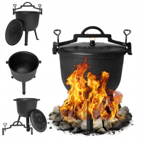   PENTOLA IN GHISA 15L PENTOLA DA CACCIA UNGHERESE PEZZI ARROSTO PER GRIGLIA FUOCO DA CAMPEGGIO