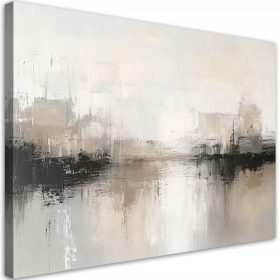   Quadro Moderno su Tela Abstract Grigio Beige 60x40 - Pronto da Appendere