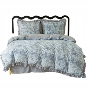   Biancheria da Letto Fiorata con Balze 200x220 Bicolore e Reversibile