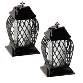   2x Lanterne Cimiteriali Eleganti in Vetro Nero di Alta Qualità