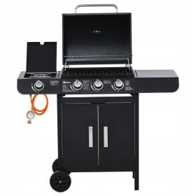    Barbecue a gas con 4 bruciatori termometro in metallo 110x50x100cm bruciatore laterale