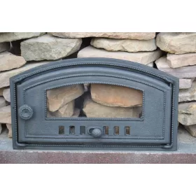    PORTA IN GHISA con camino affumicatoio forno per pizza in vetro