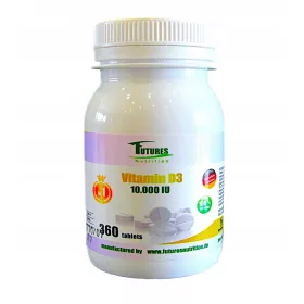 Vitamina D3 10000IU, 360 Compresse Facili da Ingerire