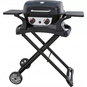   GRILL DA GIARDINO A GAS PORTATILE YATO 2 BRUCIATORI 5KW NERO + CARRELLO PIEGHEVOLE