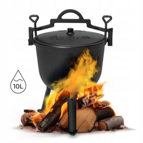    Pentola in ghisa con supporto, pentola da caccia, griglia da falò 10L