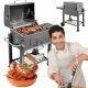  Barbecue a carbone da giardino con copertura e tavolino laterale 56x42 cm Solid Steel