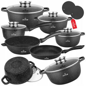 Set di Pentole in Marmo Zilner - Ideali per Induzione e Gas