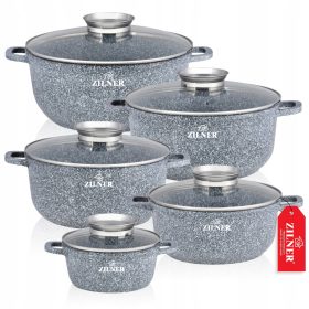   Set di Pentole in Marmo Zilner per Induzione e Gas con Coperchi