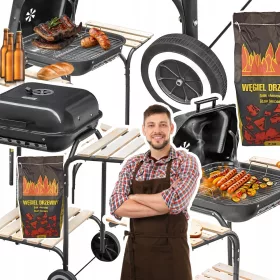    Barbecue a carbone da giardino con copertura e tavolino laterale per il giardino + 2 kg di carbone