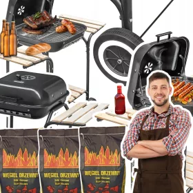    Barbecue a carbone da giardino con copertura e tavolino laterale per il giardino + 6 kg di carbone