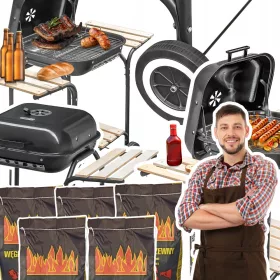    Barbecue a carbone da giardino con copertura e tavolino laterale per il giardino + 10 kg di carbone